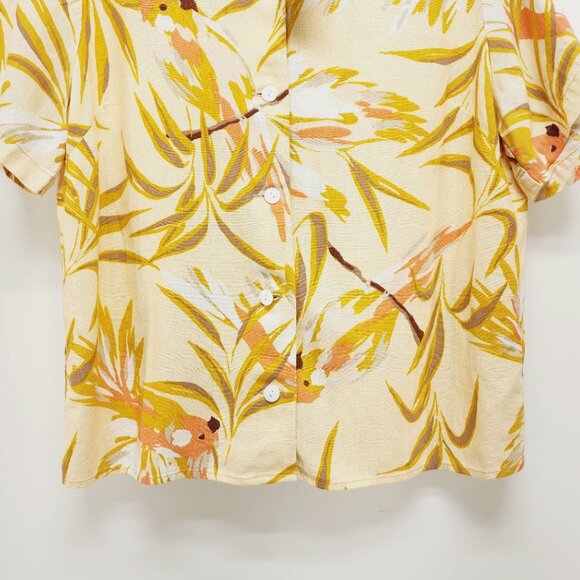 Rafaella Womens Short Sleeve Button-Down Shirt size M Linen-Blend Tropical Print - Picture 8 of 8
